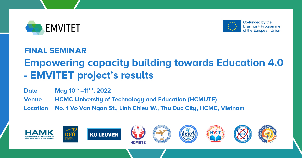 HỘI THẢO EMVITET PROJECT’S FINAL SEMINAR  “EMPOWERING CAPACITY BUILDING TOWARDS EDUCATION 4.0 – EMVITET PROJECT’S RESULTS”